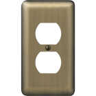 Amerelle 1-Gang Stamped Steel Outlet Wall Plate, Brushed Brass Image 1