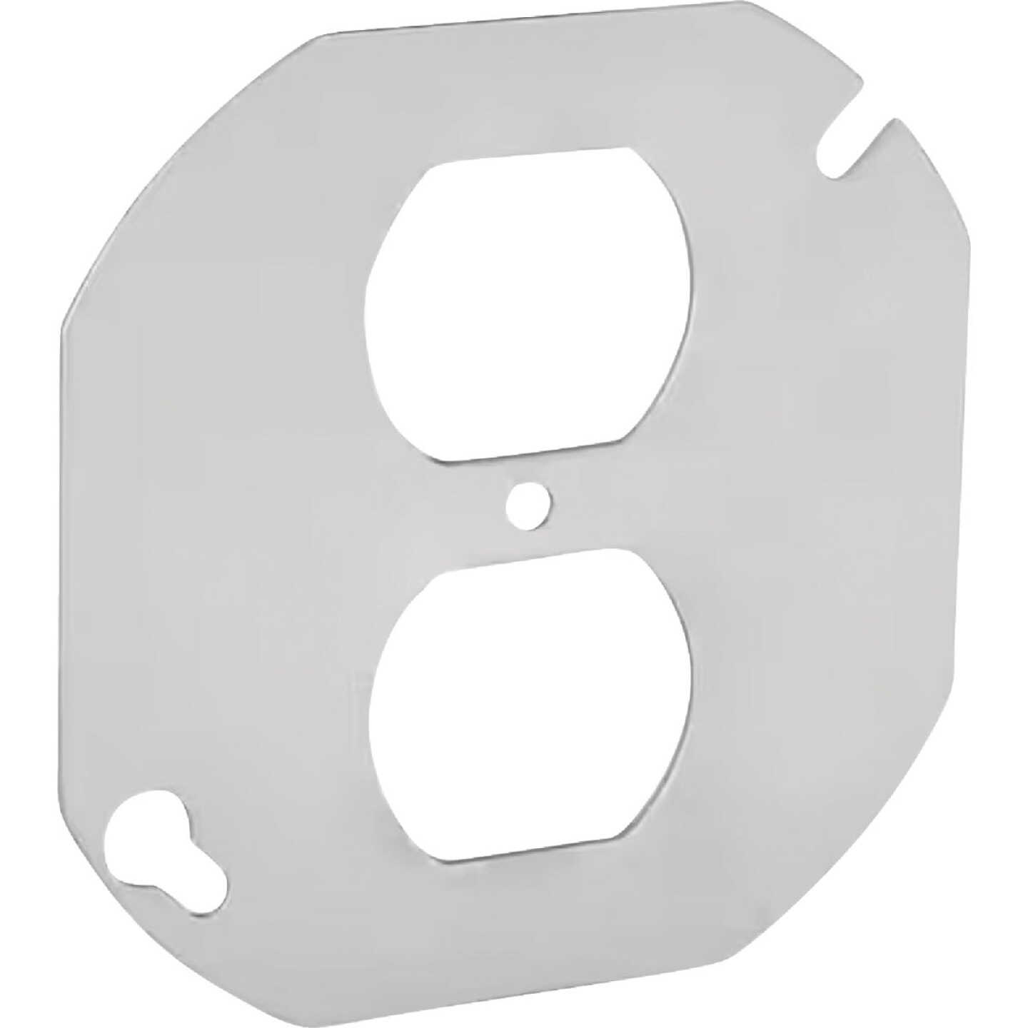 Southwire 4 In. Duplex Receptacle Gray Round Box Cover Image 1