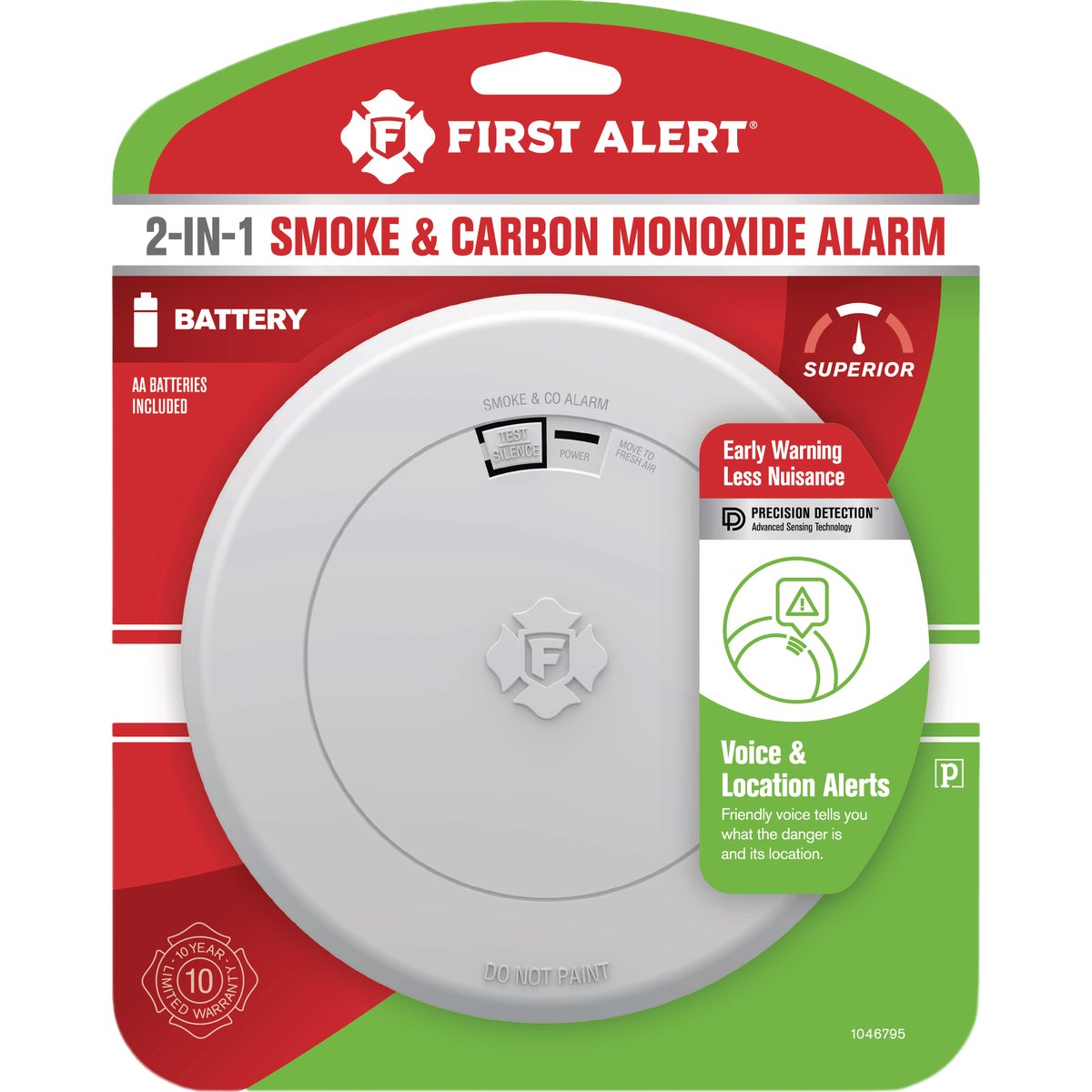 First Alert Battery Powered Photoelectric Combination Alarm with Voice Image 1