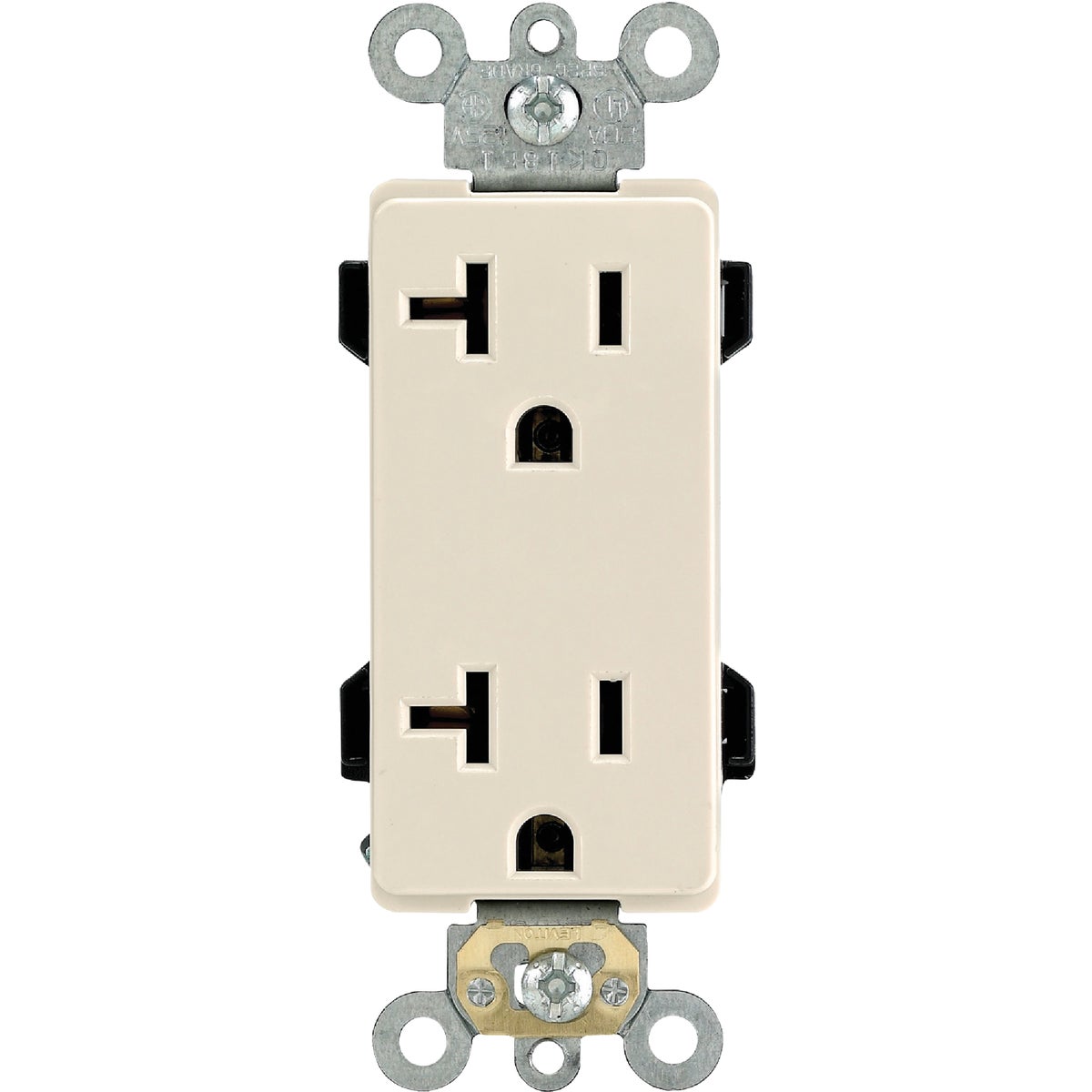 Leviton Decora Plus 20A Light Almond Residential Grade 5-20R Duplex Outlet Image 2