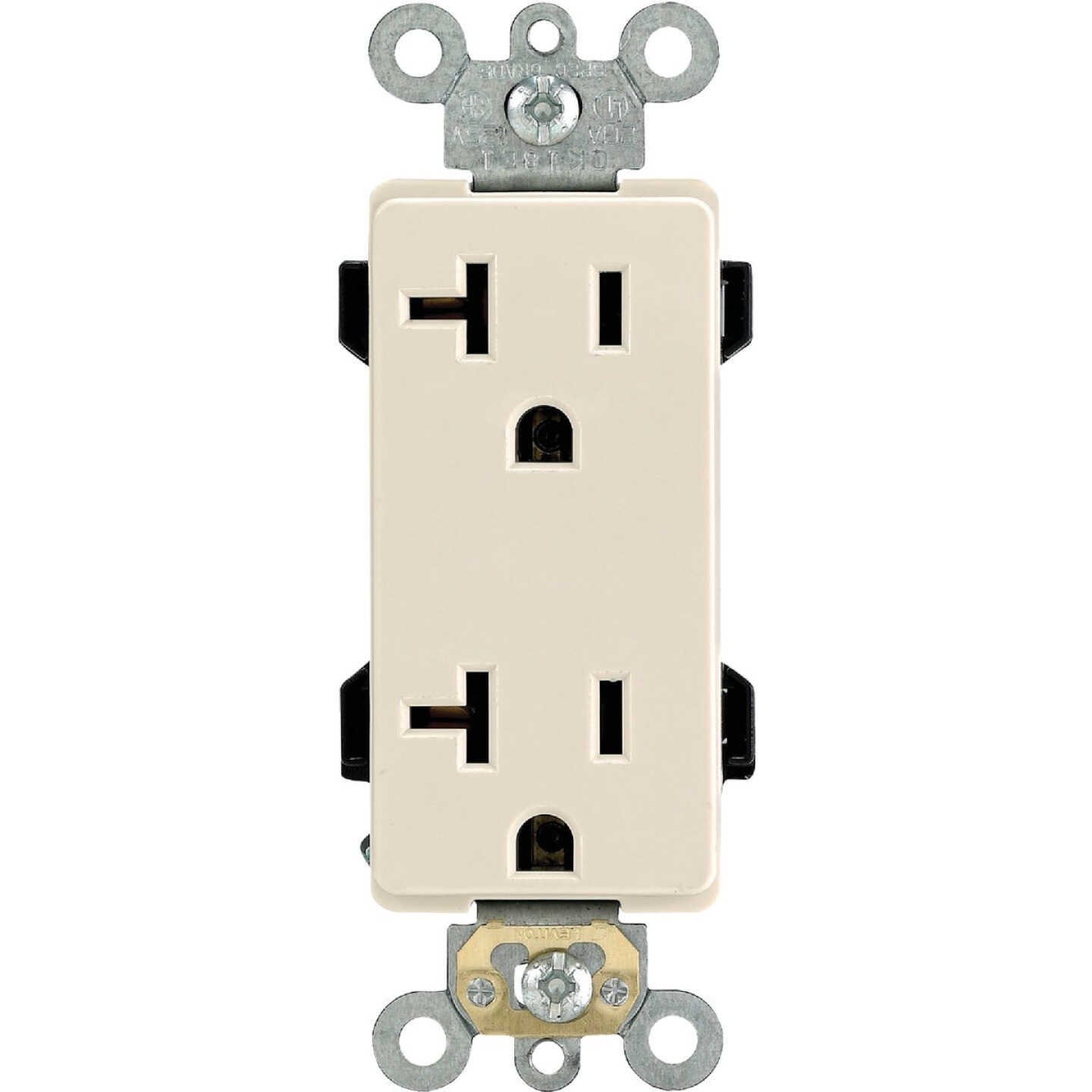 Leviton Decora Plus 20A Light Almond Residential Grade 5-20R Duplex Outlet Image 2