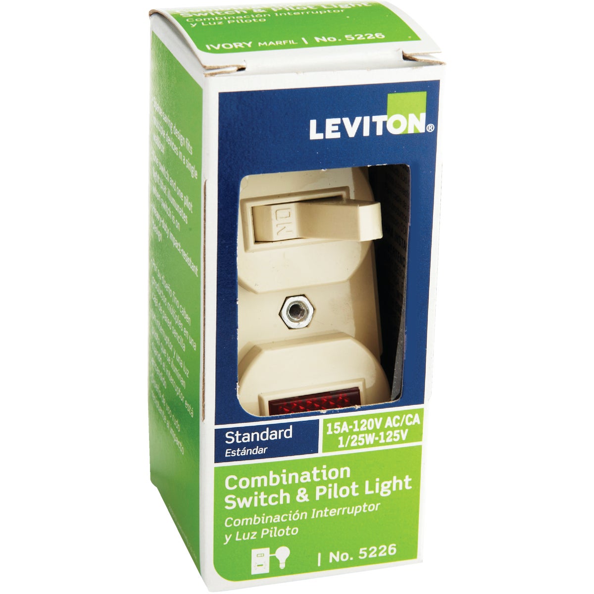 Leviton Commercial Grade Ivory 15A Switch & Pilot Light Image 2