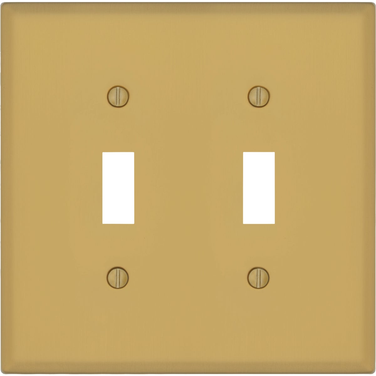 Amerelle Oxford 2-Gang Brushed Gold Steel Switch Wall Plate Image 1
