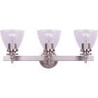 Home Impressions 3-Bulb Brushed Nickel Vanity Bath Light Fixture, Clear Glass Image 1