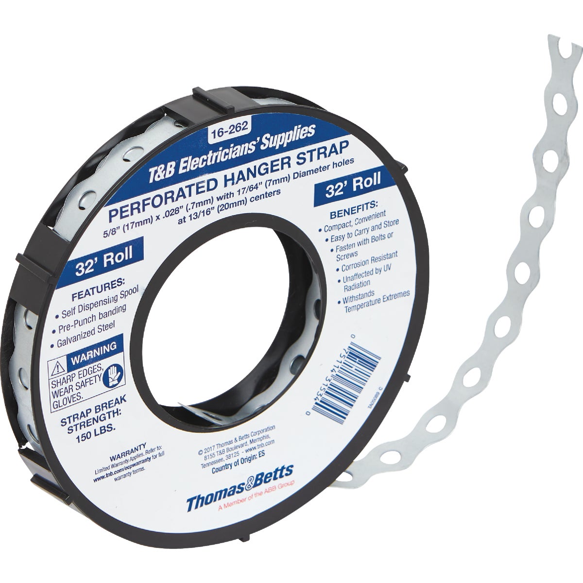 Thomas & Betts 5/8 In. W. x 32 Ft. L. Steel Hanger Strap