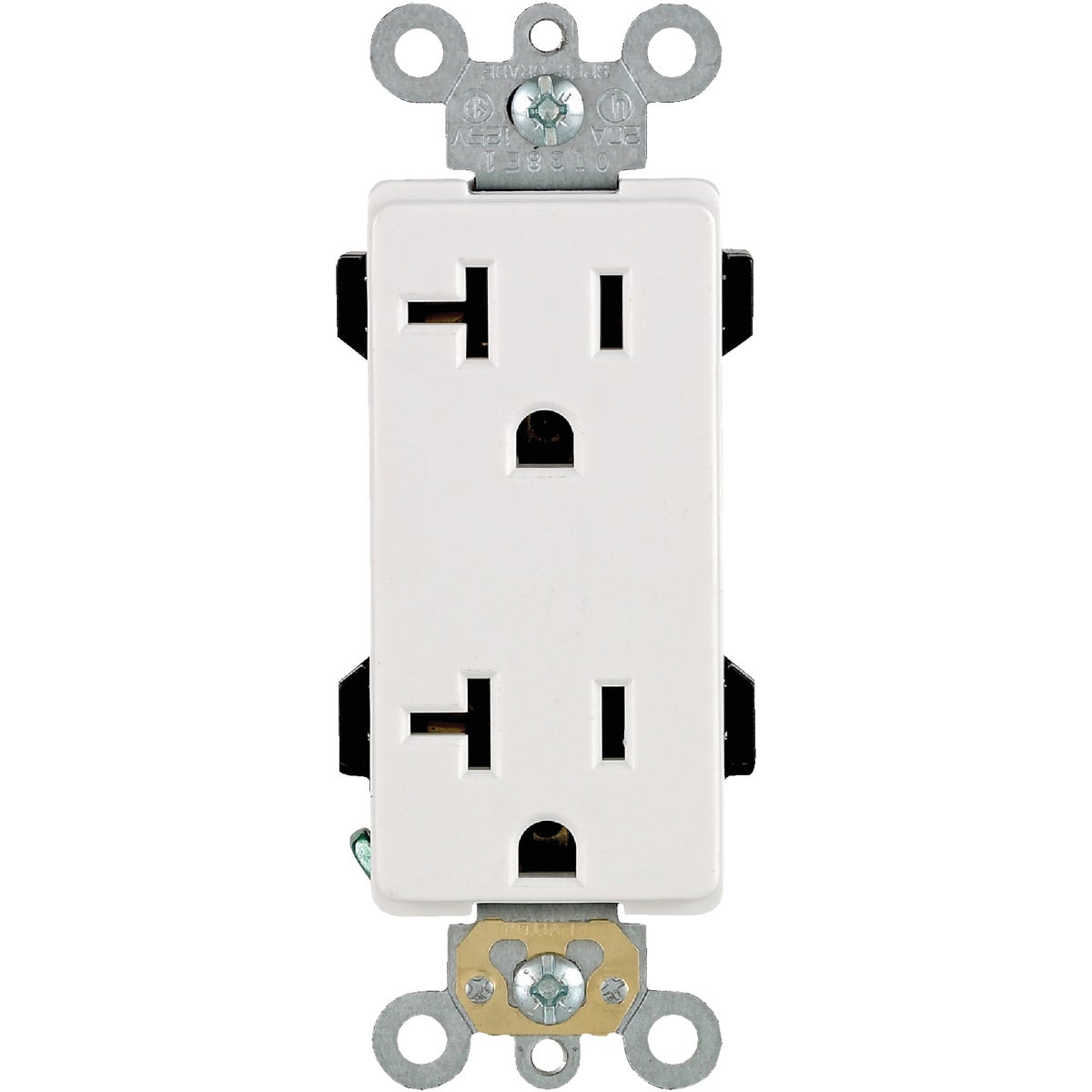Leviton Decora Plus 20A White Residential Grade 5-20R Duplex Outlet Image 2