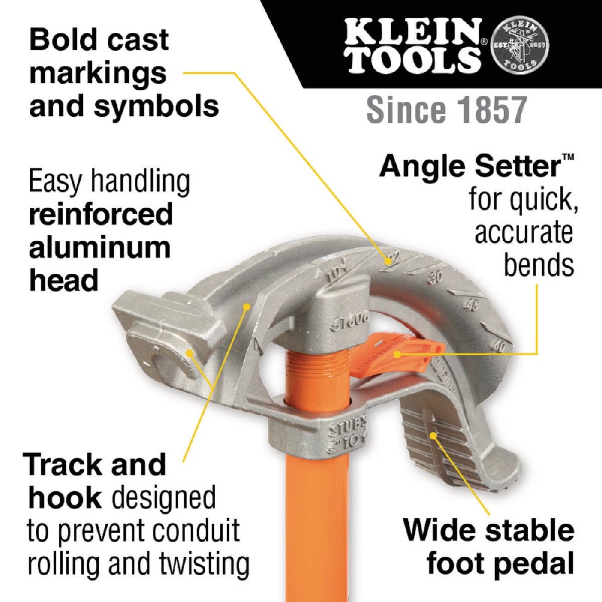 Klein Tools 1/2 In. EMT Aluminum Conduit Bender with Angle Setter Image 6