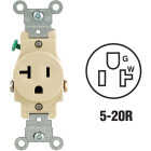 Leviton 20A Ivory Commercial Grade 5-20R Shallow Single Outlet Image 1