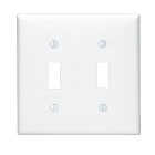 Leviton 2-Gang Thermoplastic Nylon Toggle Switch Wall Plate, White Image 1
