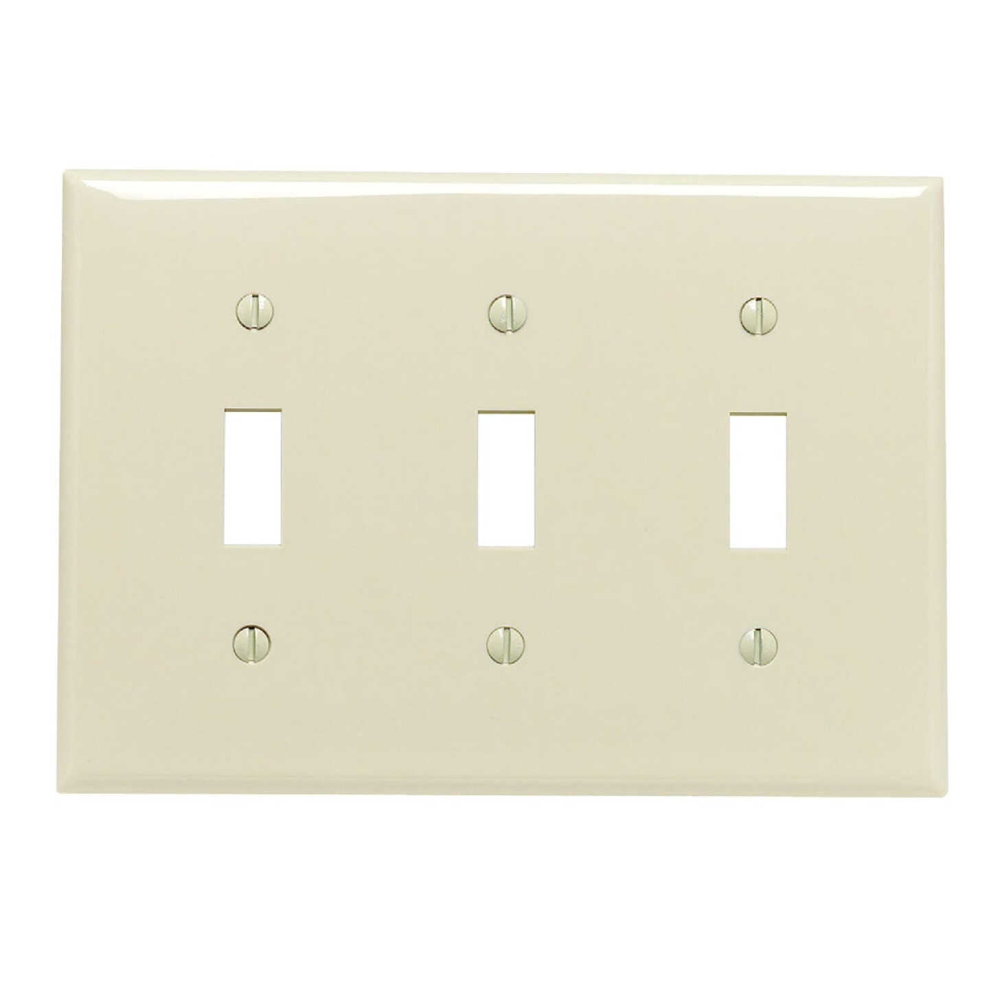 Leviton 3-Gang Thermoplastic Nylon Toggle Switch Wall Plate, Ivory Image 1