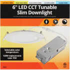 6 In. New Construction IC Rated White CCT Tunable Slim LED Downlight, 1100 Lm. Image 2