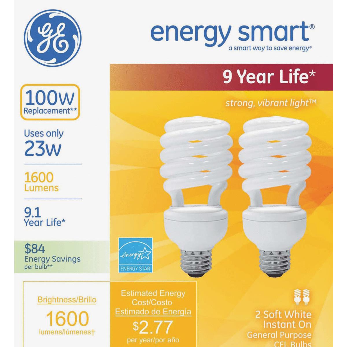 2PK 23W T3 MED CFL BULB Image 1