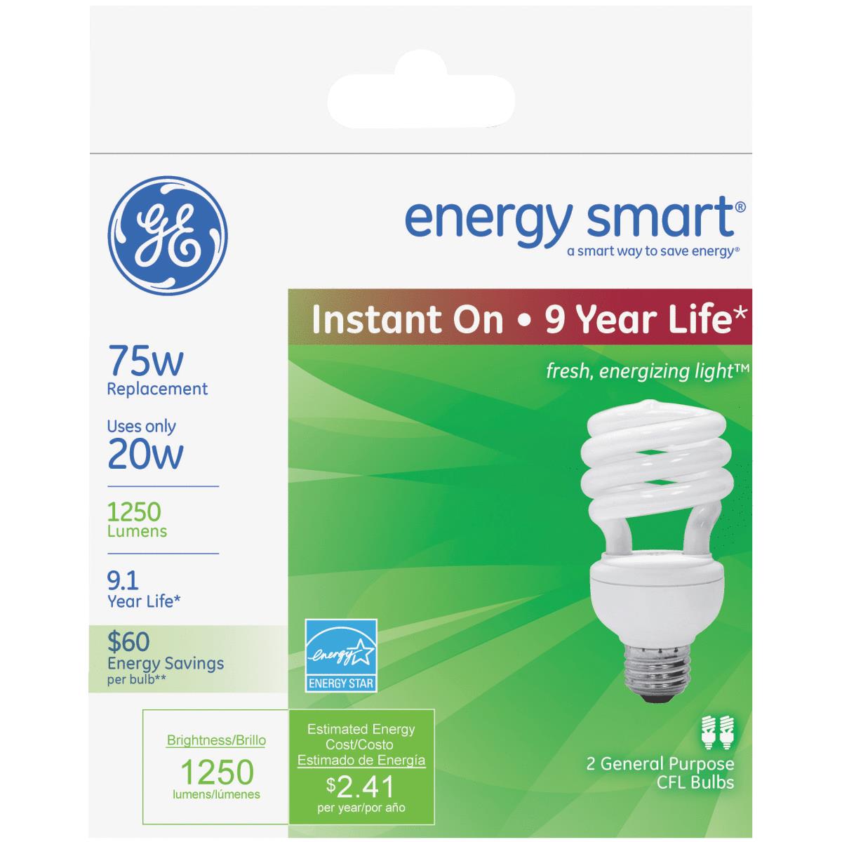 2PK 20W T3 MED CFL BULB