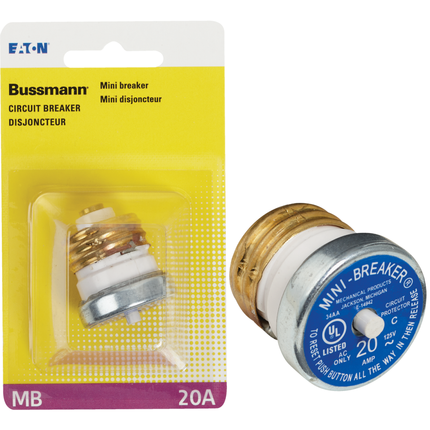 Bussmann 20A 125V Time-Delay Mini-Breaker Image 1