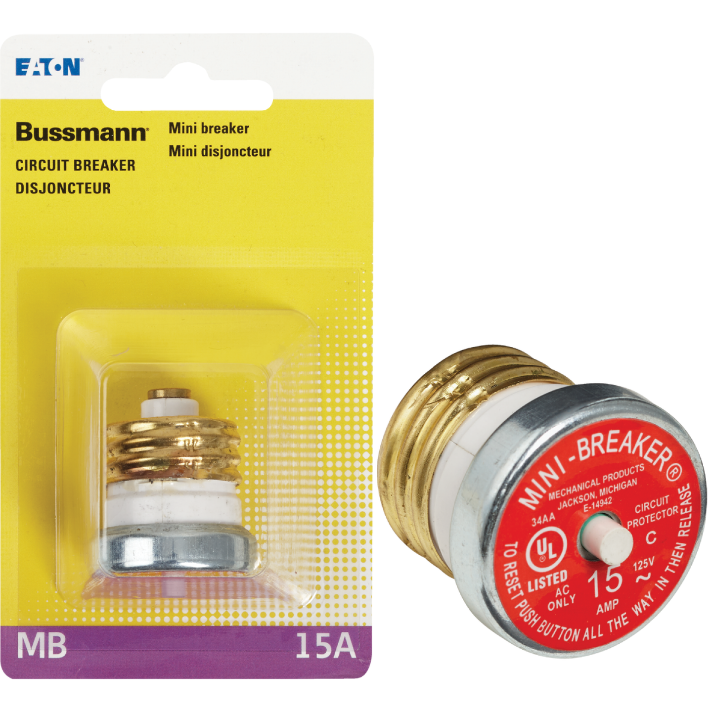 Bussmann 15A 125V Time-Delay Mini-Breaker Image 1