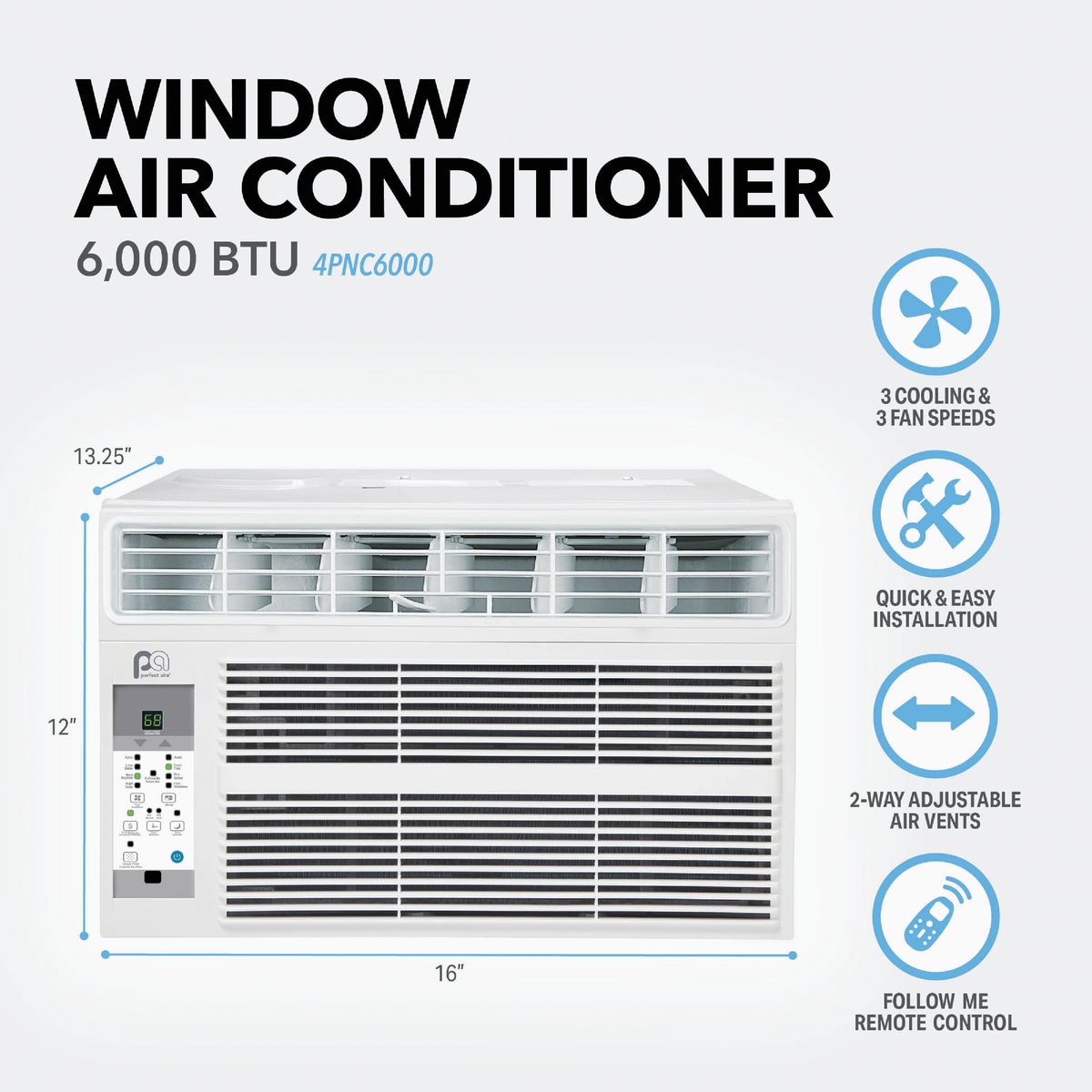 Perfect Aire 6000 BTU 250 Sq. Ft. Window Air Conditioner with Remote Control Image 3