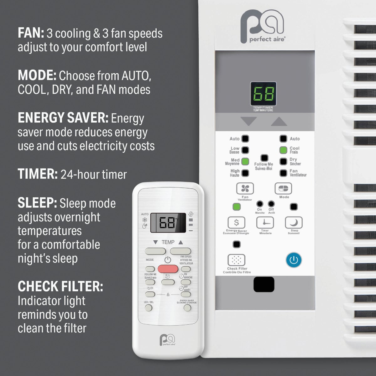 Perfect Aire 6000 BTU 250 Sq. Ft. Window Air Conditioner with Remote Control Image 7