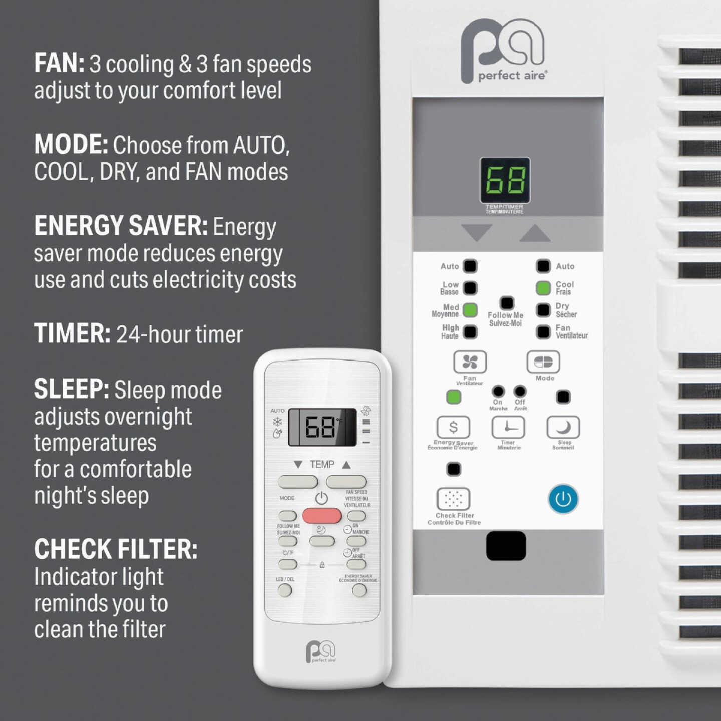 Perfect Aire 10,000 BTU 450 Sq. Ft. Window Air Conditioner with Remote Control Image 3