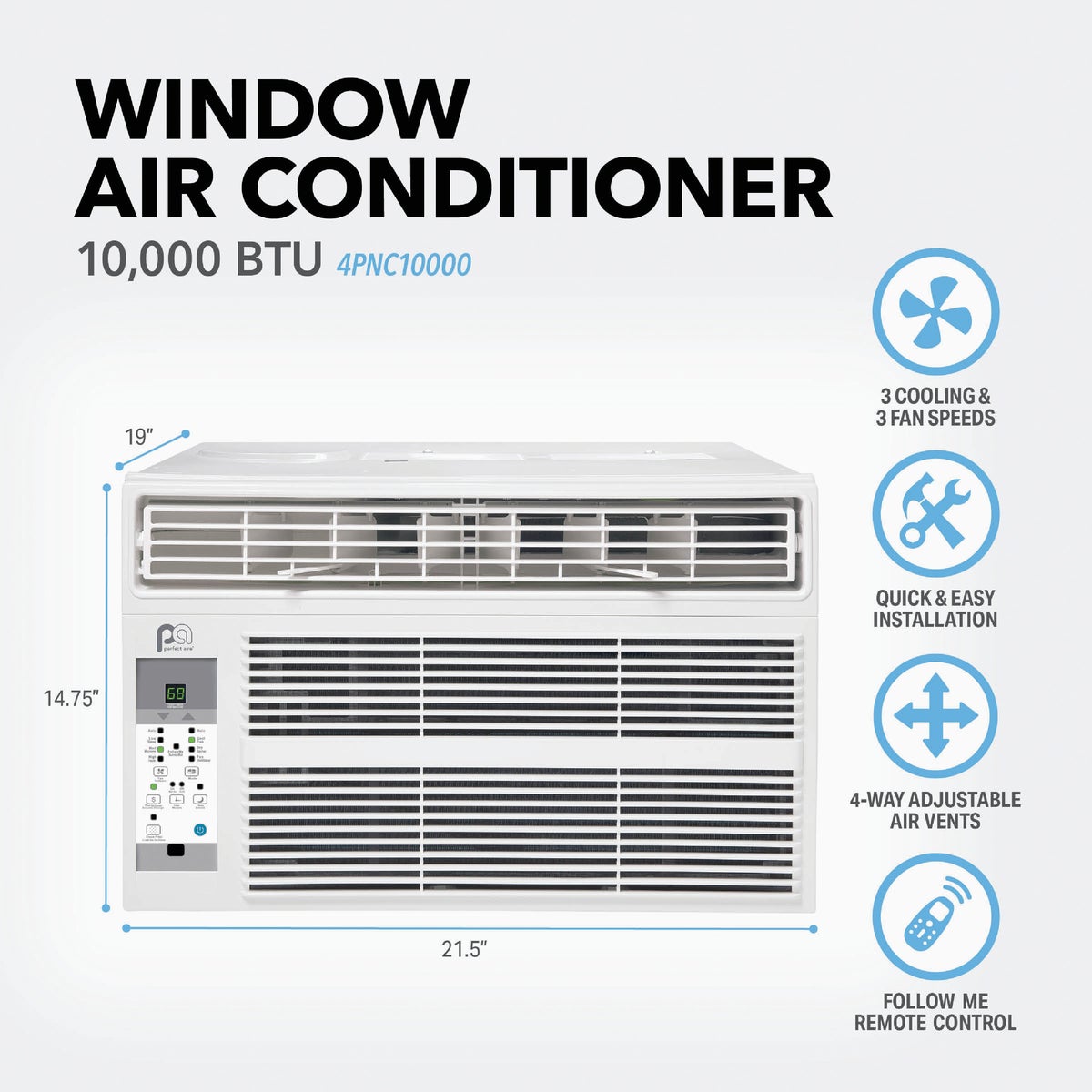 Perfect Aire 10,000 BTU 450 Sq. Ft. Window Air Conditioner with Remote Control Image 5