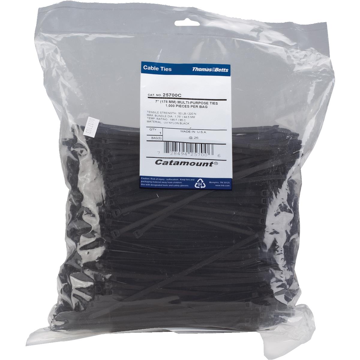 7"1000PC BLK CABLE TIE Image 1