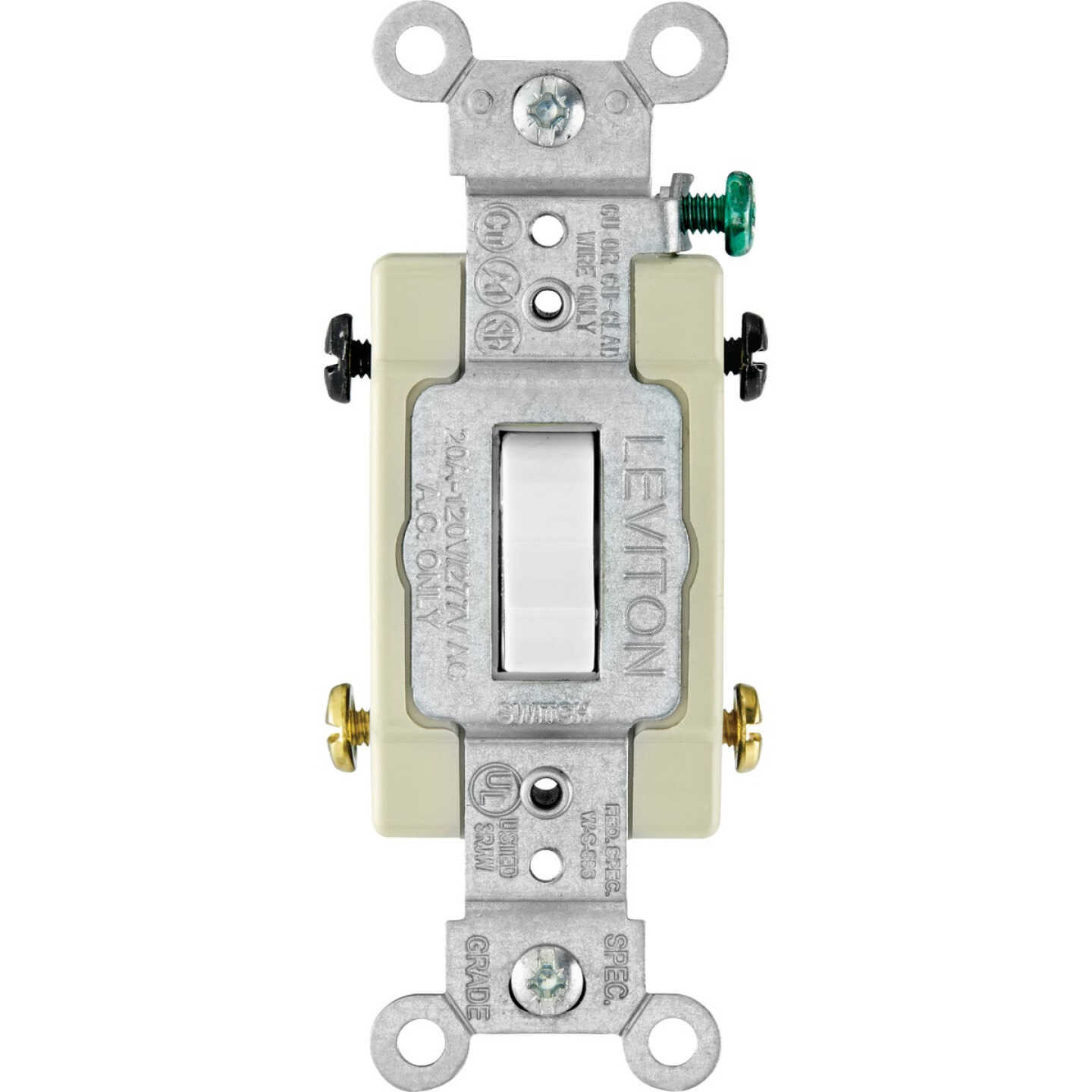 Leviton Toggle White 20A 4-Way Quiet Switch Image 1