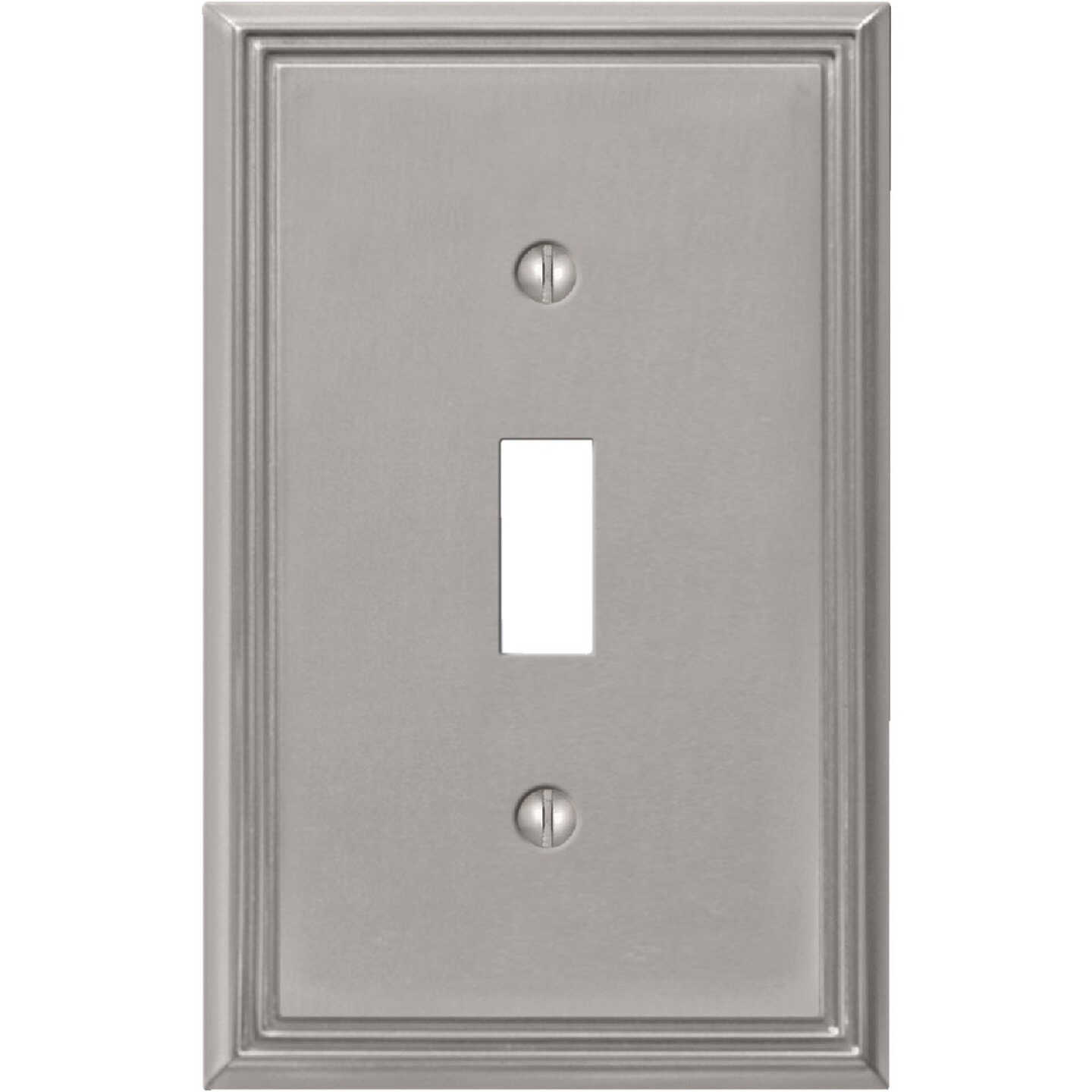 Amerelle Metro Line 1-Gang Cast Metal Toggle Switch Wall Plate, Brushed Nickel Image 1