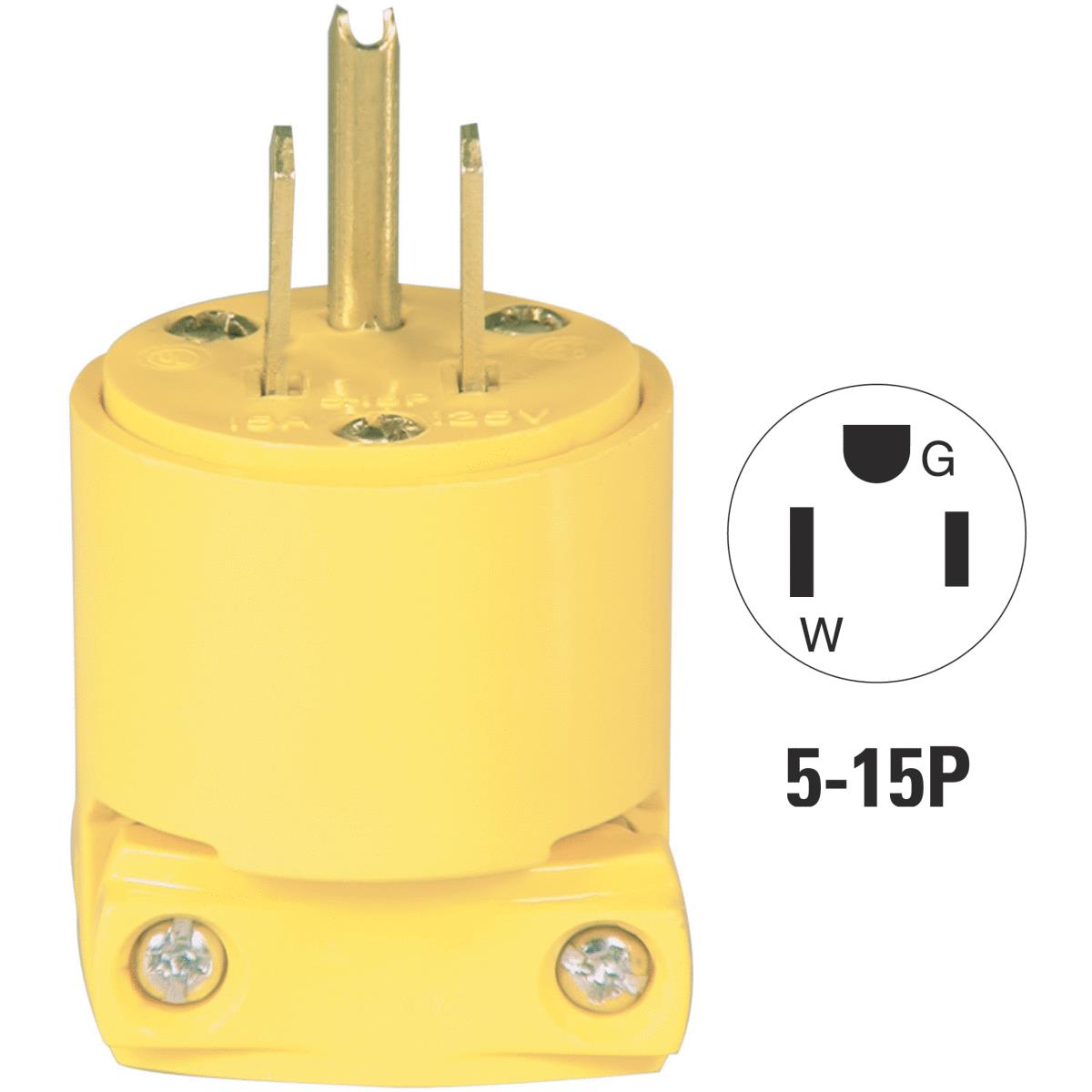 Cooper 15A 125V 3-Wire 2-Pole Commercial Grade Cord Plug