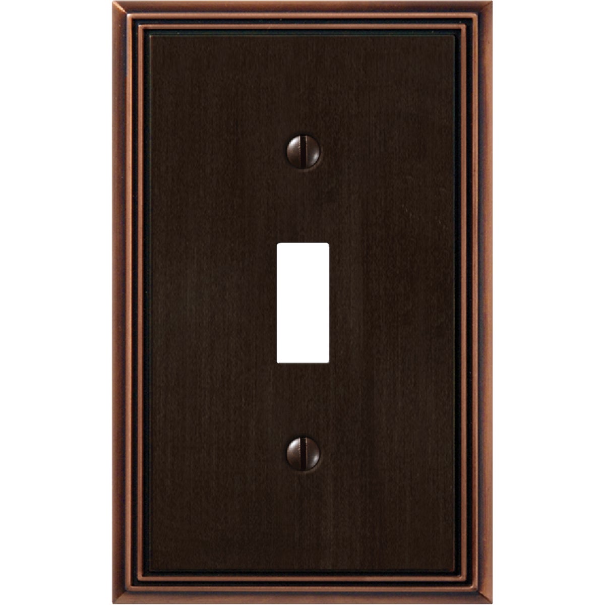 Amerelle Metro Line 1-Gang Cast Metal Toggle Switch Wall Plate, Aged Bronze