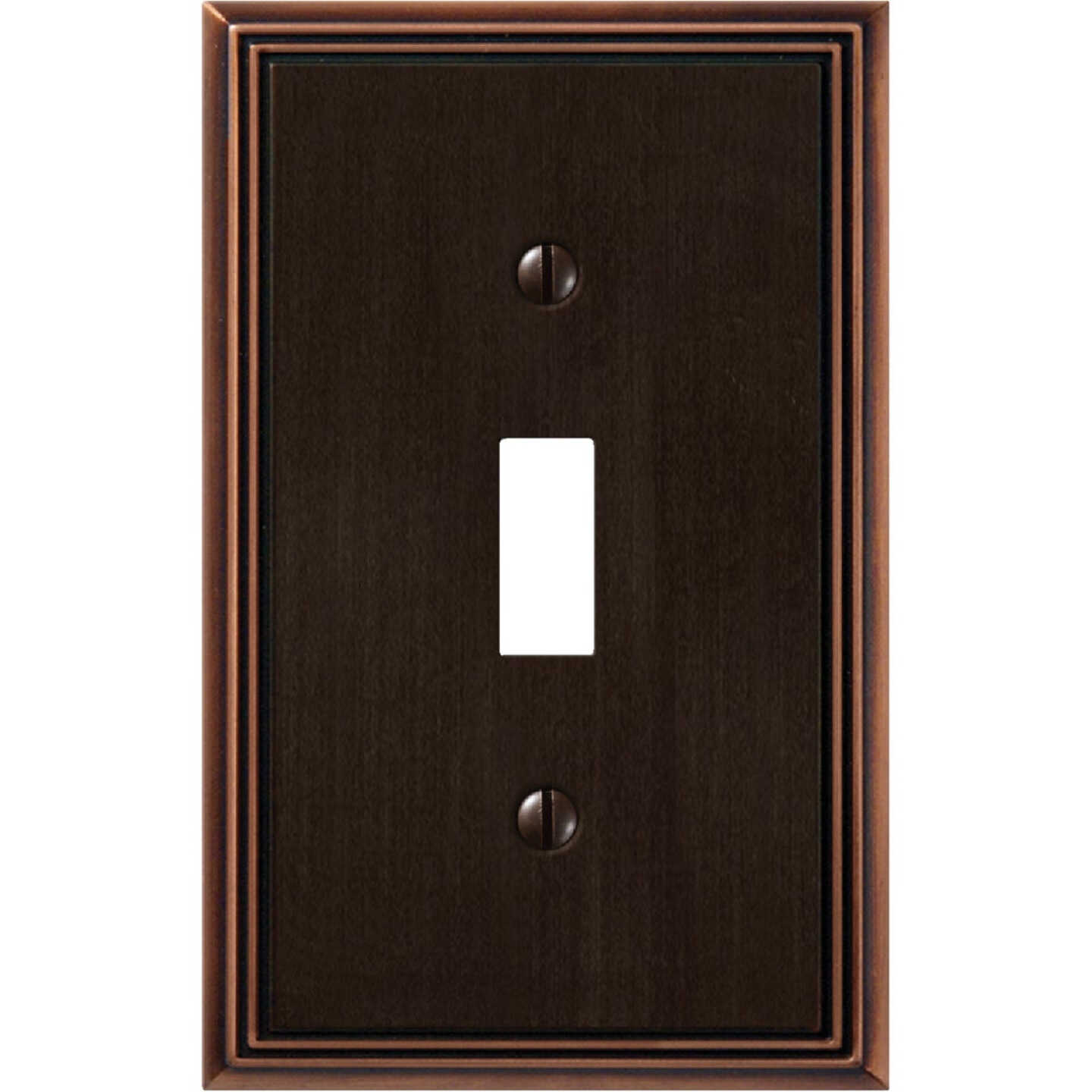 Amerelle Metro Line 1-Gang Cast Metal Toggle Switch Wall Plate, Aged Bronze Image 1