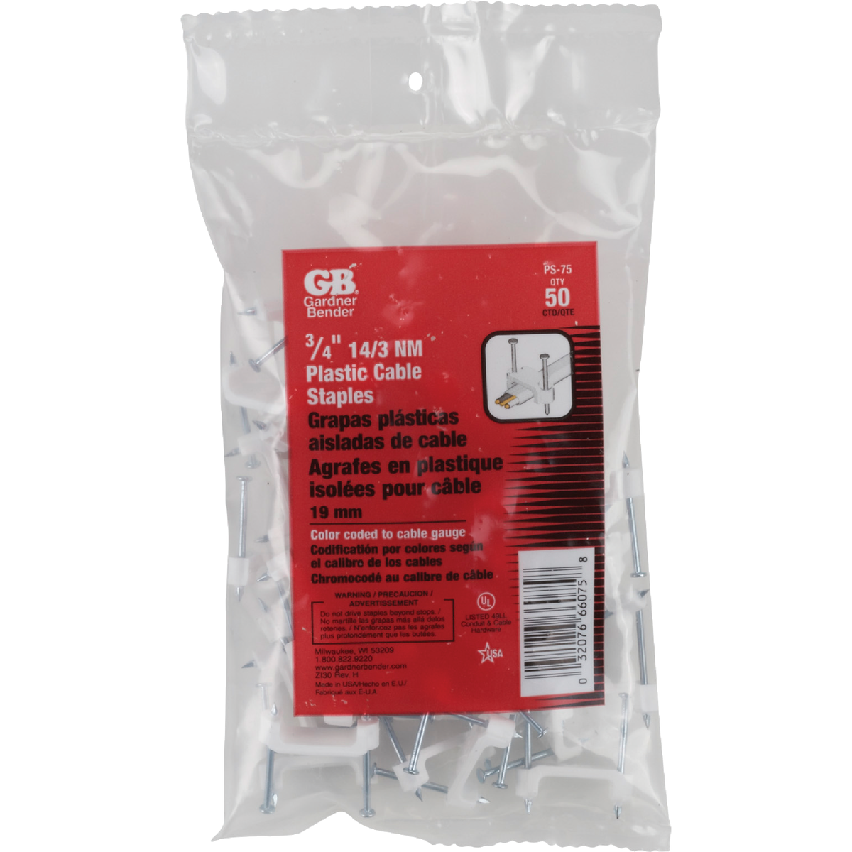 Gardner Bender 3/4 In. x 3/8 In. Poly Cable Staple (50-Count) Image 2