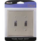 Amerelle Metro Line 2-Gang Cast Metal Toggle Switch Wall Plate, Brushed Nickel Image 2