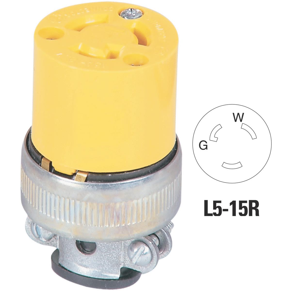 Cooper 15A 125V 3-Wire 2-Pole Residential Grade Locking Cord Connector