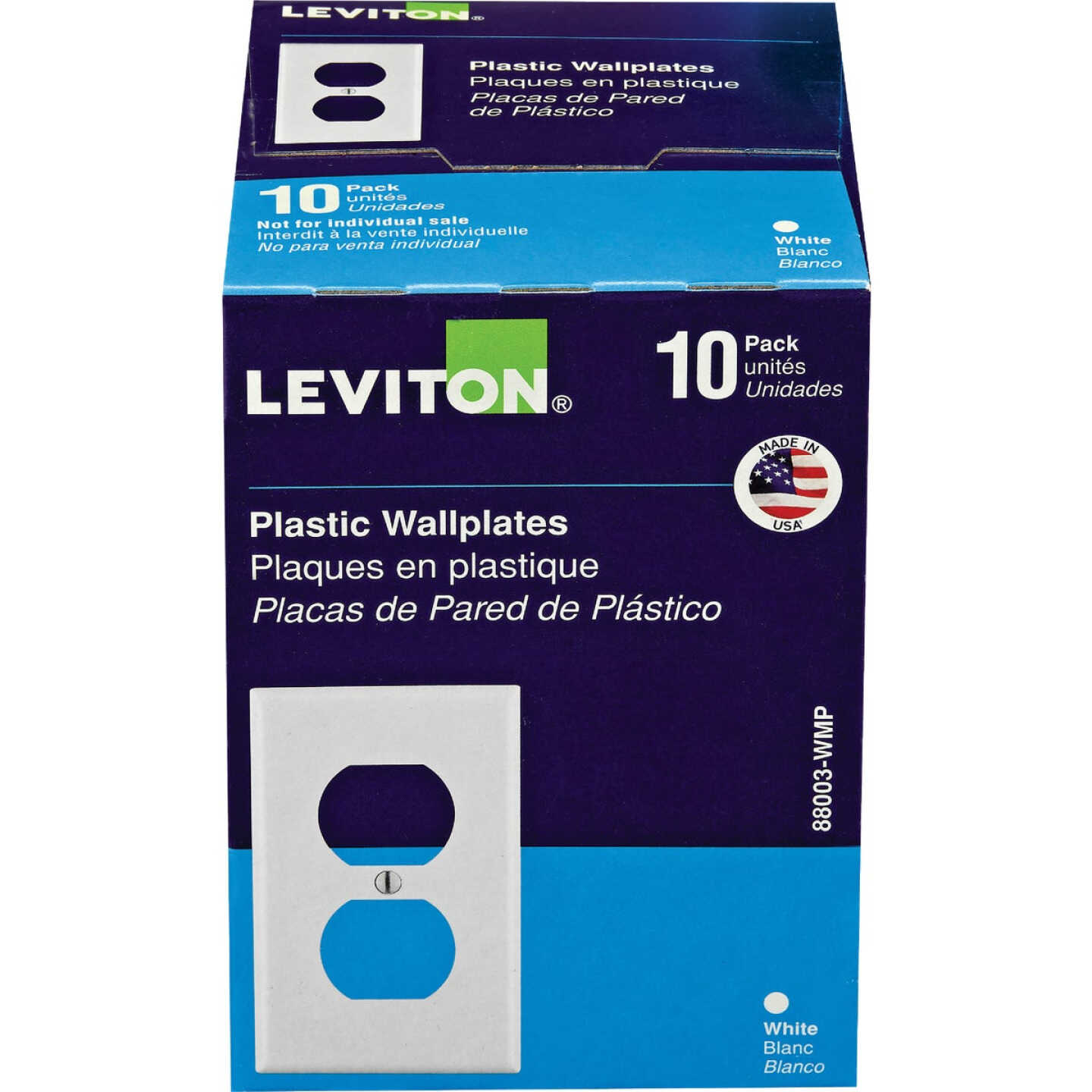 Leviton 1-Gang Smooth Plastic Outlet Wall Plate, White (10-Pack) Image 1