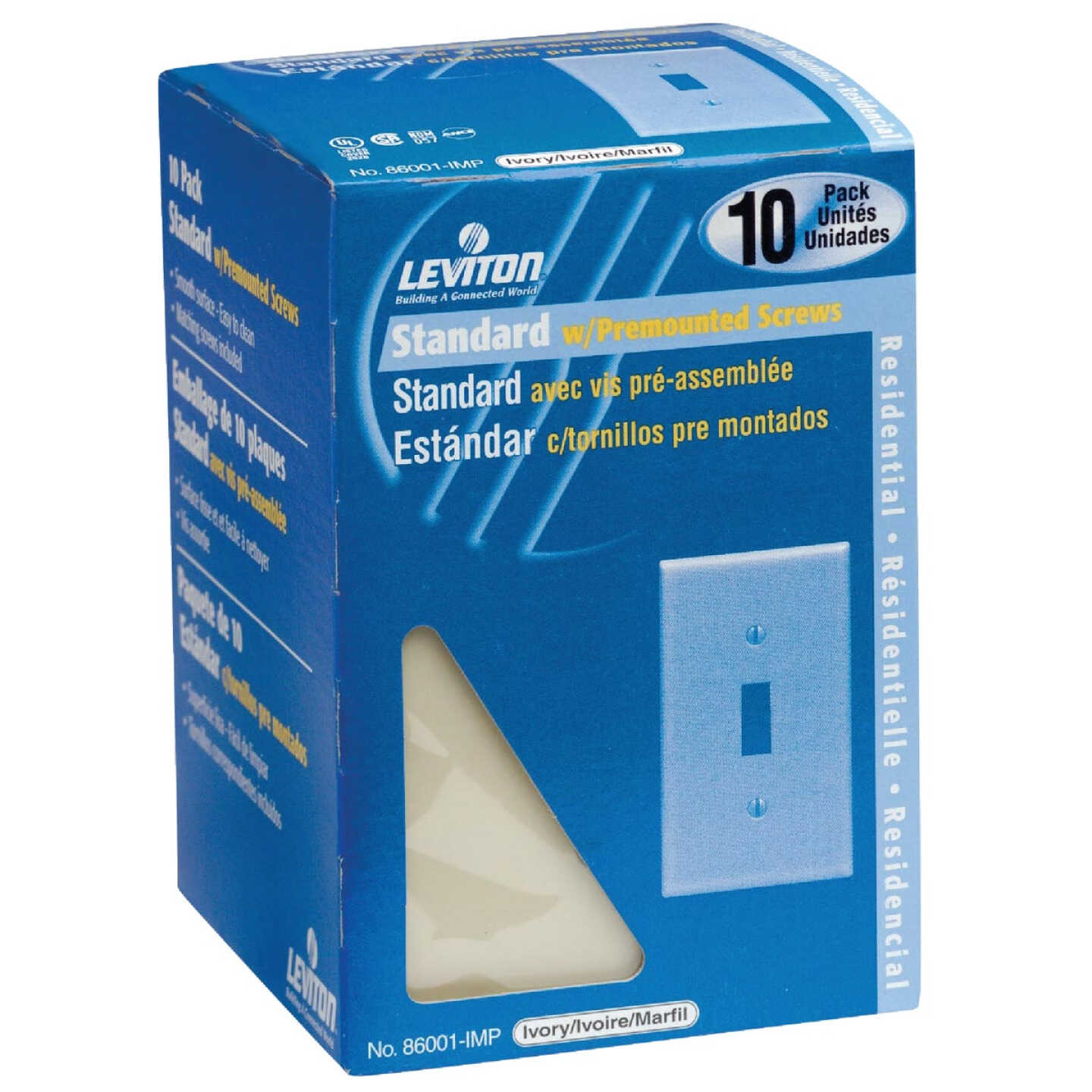 Leviton 1-Gang Plastic Toggle Switch Wall Plate, Ivory (10-Pack) Image 1