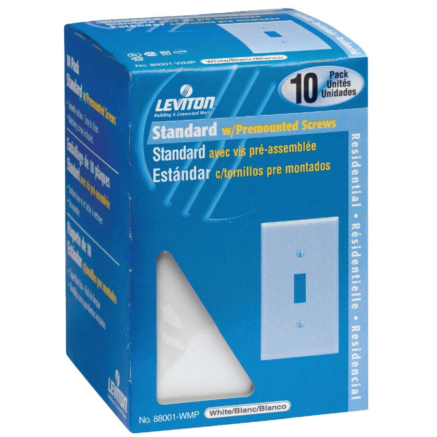 Leviton 1-Gang Plastic Toggle Switch Wall Plate, White (10-Pack) Image 1