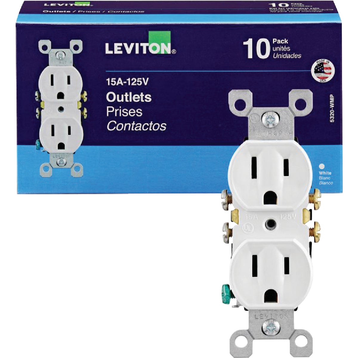 Leviton 15A White  5-15R Duplex Outlet (10-Pack)