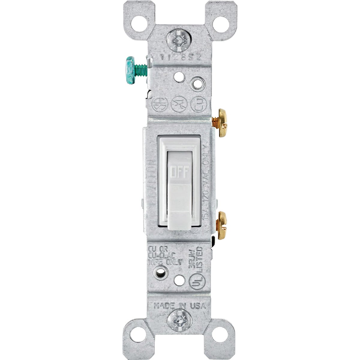 Leviton Residential Grade 15 Amp Toggle Single Pole Grounded Switch, White, (10-Pack) Image 4