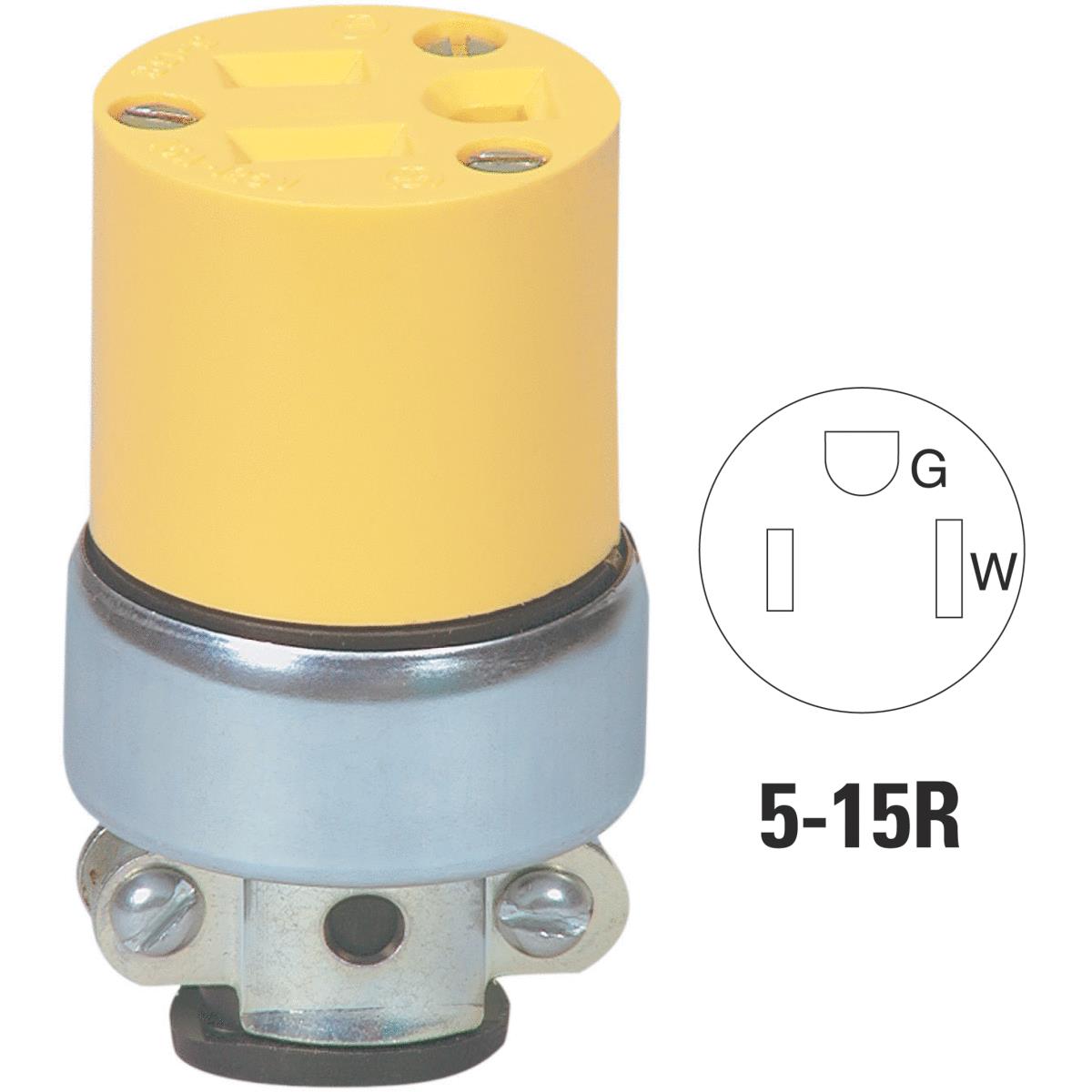 Cooper 15A 125V 3-Wire 2-Pole Armored Cord Connector