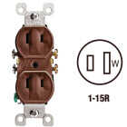 Leviton 15A Brown Residential Grade 1-15R Duplex Outlet Image 1