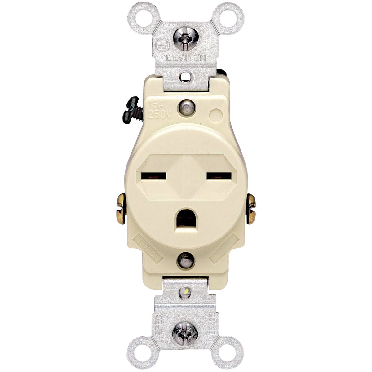 Leviton 15A Ivory Heavy-Duty 6-15R Grounding Single Outlet Image 2