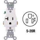Leviton 20A White Commercial Grade 5-20R Shallow Single Outlet Image 1