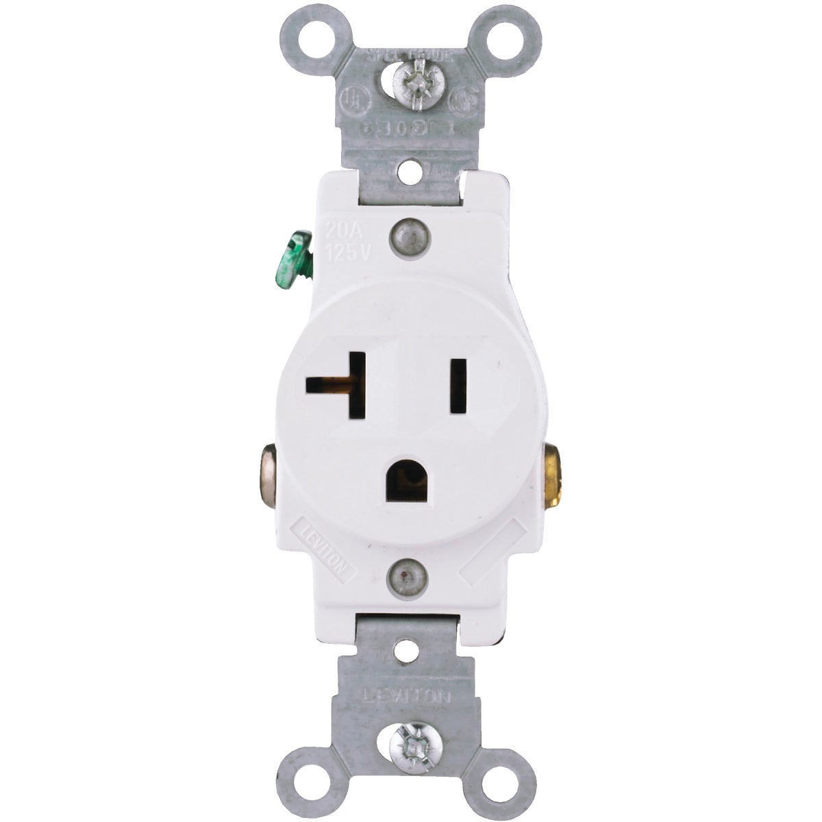 Leviton 20A White Commercial Grade 5-20R Shallow Single Outlet Image 4