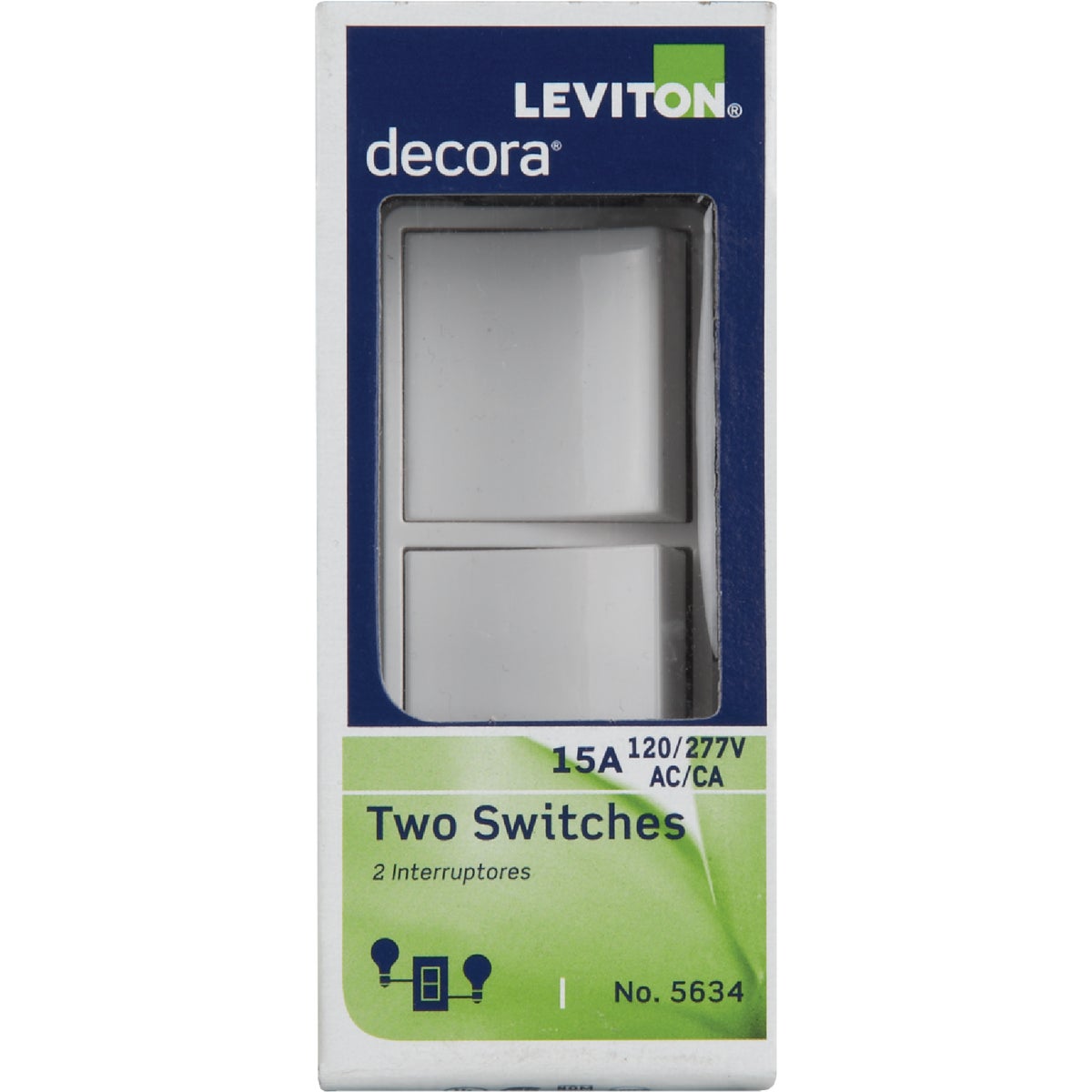 Leviton Single Pole White 15A Duplex Switch Image 2