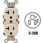 Leviton 20A Light Almond Shallow Commercial Grade 5-20R Duplex Outlet Image 1