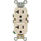 Leviton 20A Light Almond Shallow Commercial Grade 5-20R Duplex Outlet Image 2