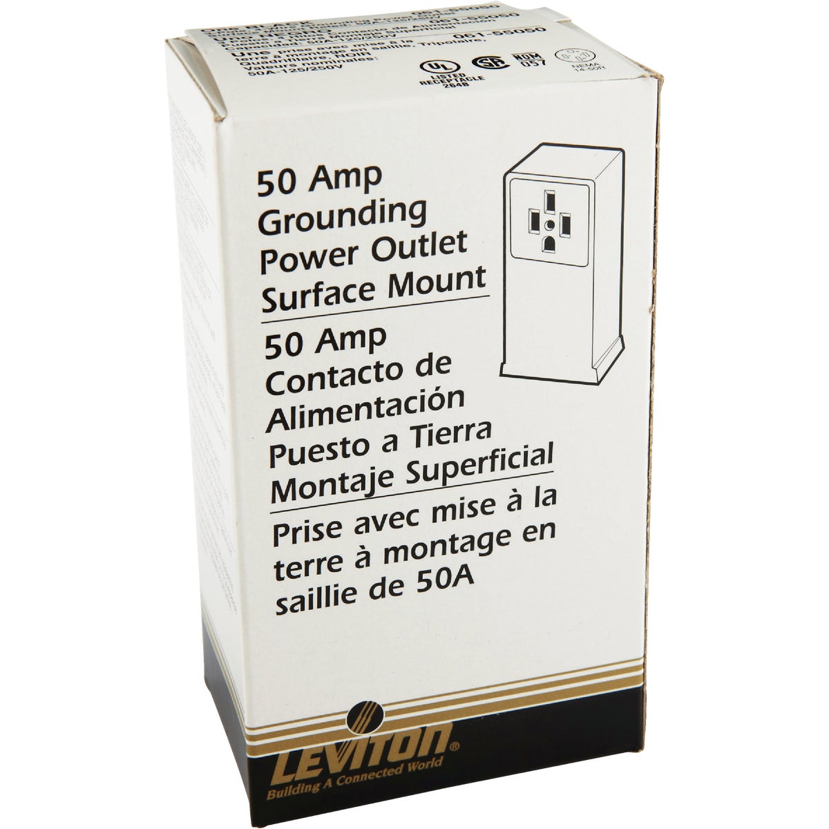 Leviton 50A Surface Mount Black 14-50R Grounding Range Power Outlet Image 2