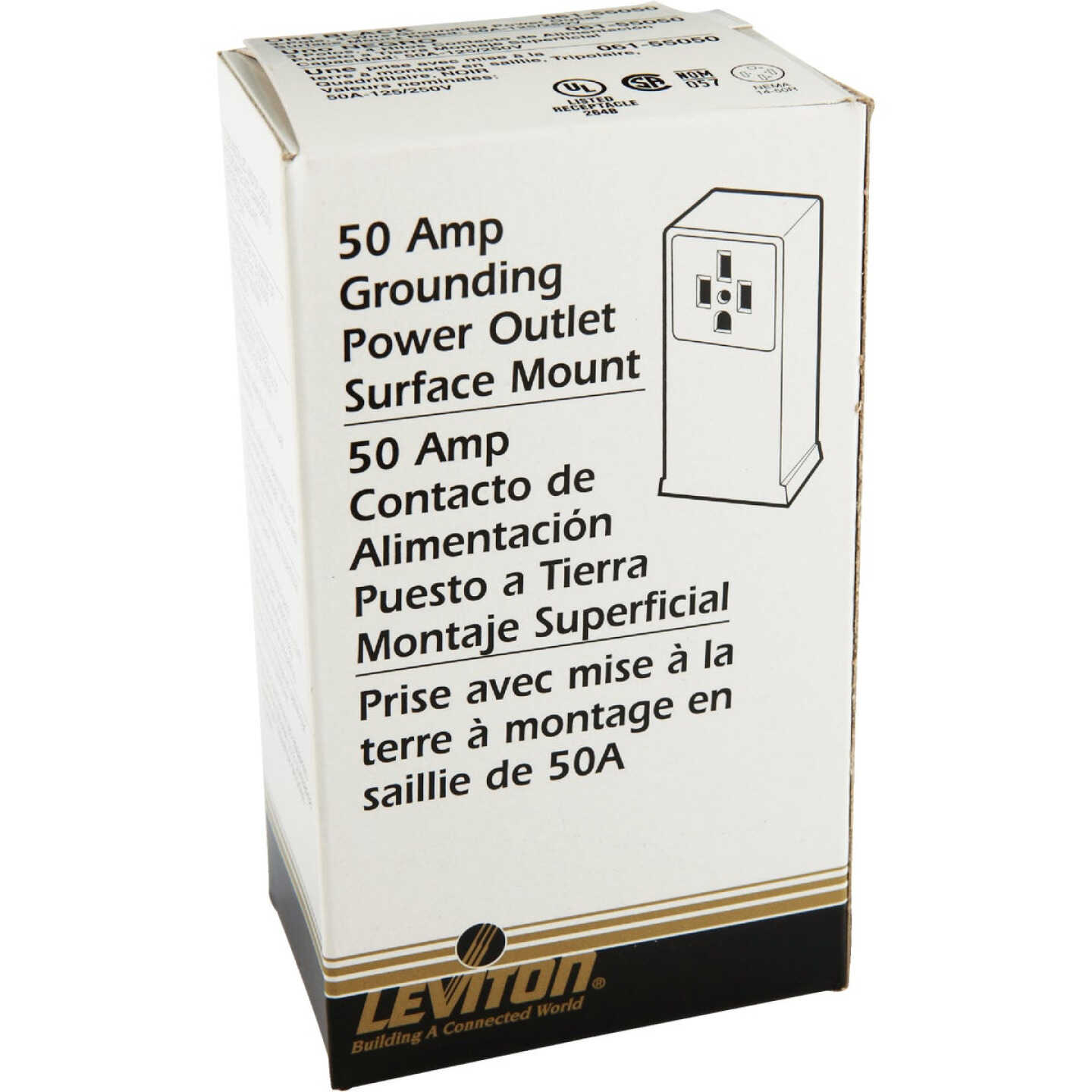 Leviton 50A Surface Mount Black 14-50R Grounding Range Power Outlet Image 2