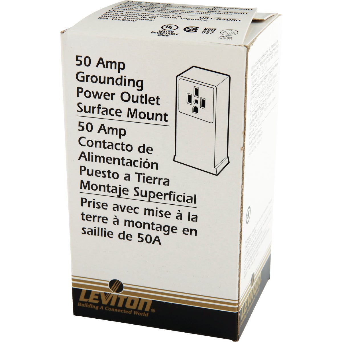 Leviton 50A Surface Mount Black 14-50R Grounding Range Power Outlet Image 3