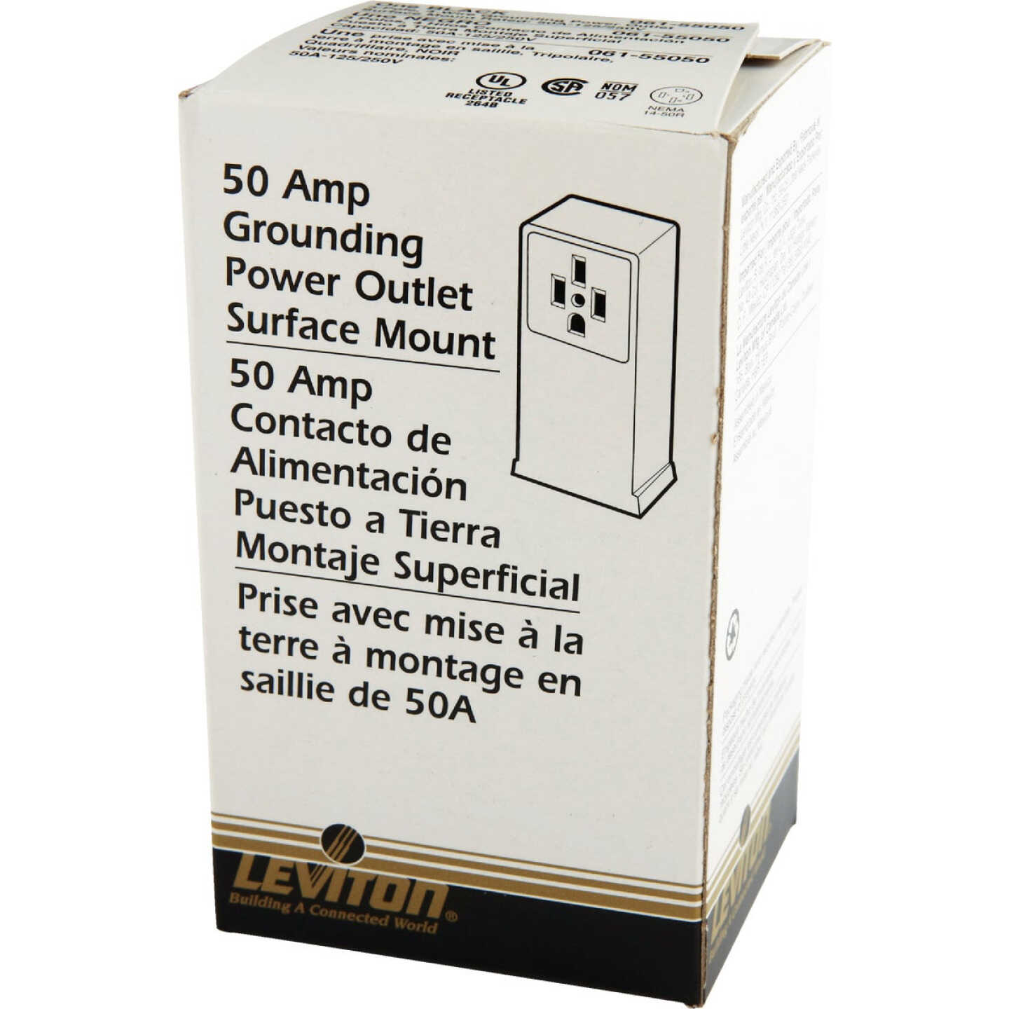 Leviton 50A Surface Mount Black 14-50R Grounding Range Power Outlet Image 3