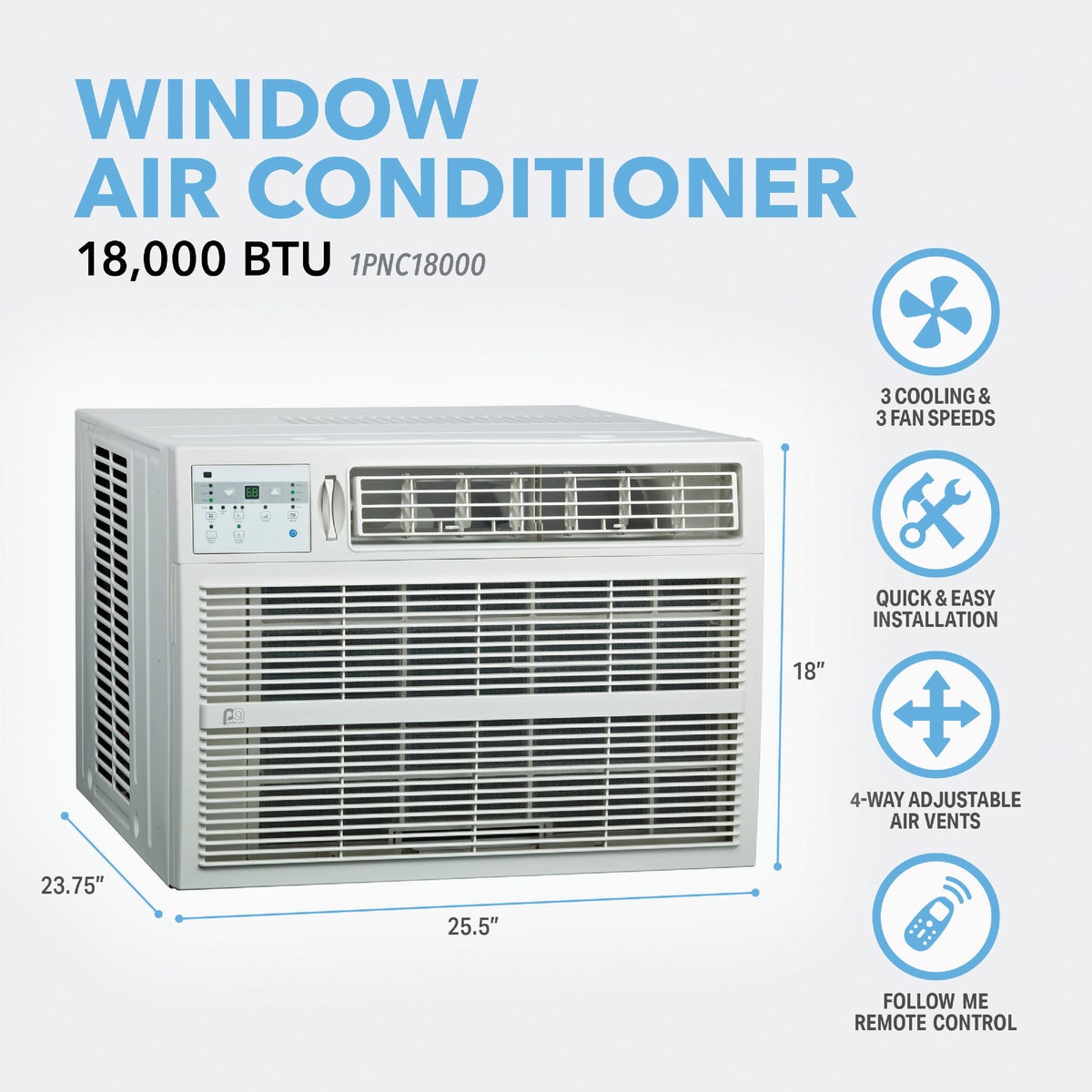 Perfect Aire 18,000 BTU 1000 Sq. Ft. Window Air Conditioner with Remote Control Image 4